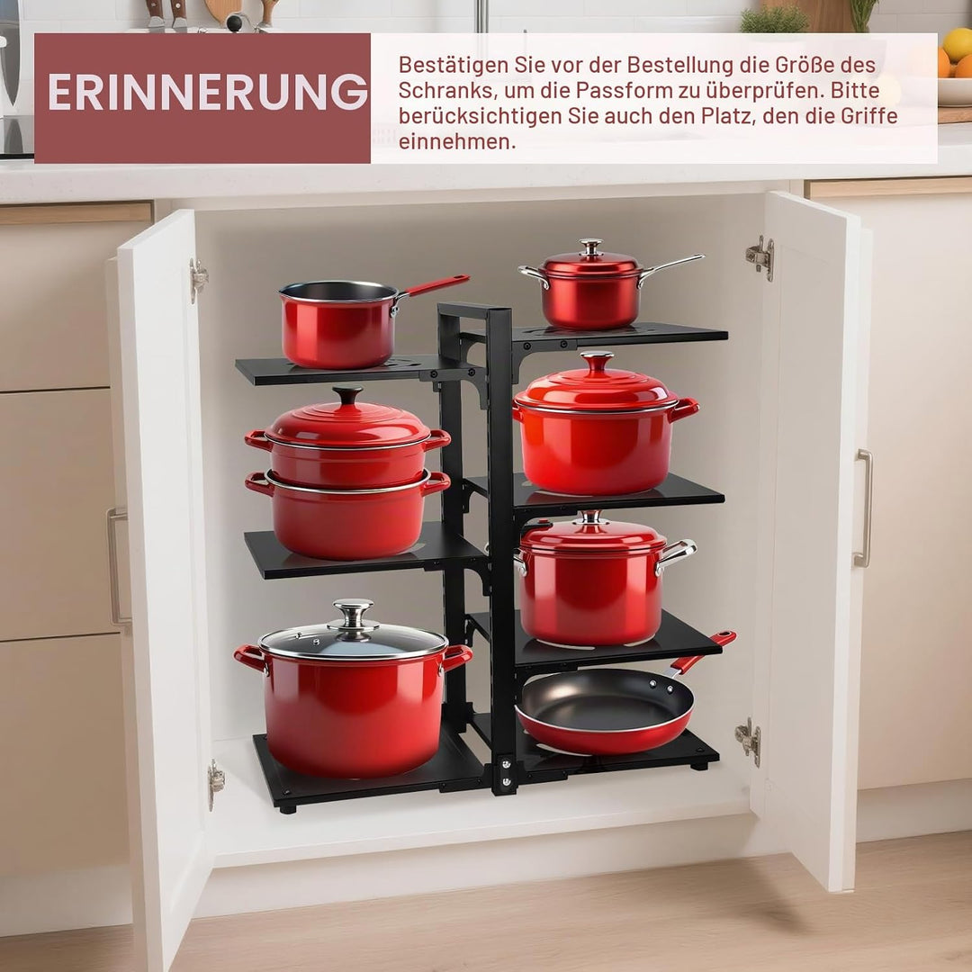 Pfannen-Organizer, 7-stöckig, verstellbar, robust, platzsparend, für Töpfe, Pfannen und Deckel, pass