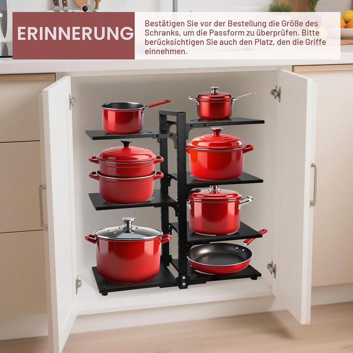 Pfannen-Organizer, 7-stöckig, verstellbar, robust, platzsparend, für Töpfe, Pfannen und Deckel, pass