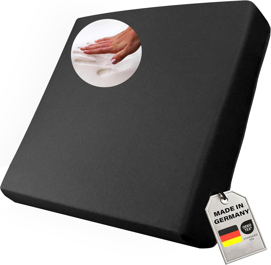 Viskoelastisches Sitzkissen viscoelastisches Anti Dekubitus Sitzpolster 40 x 40 x 10 cm SCHWARZ Memo