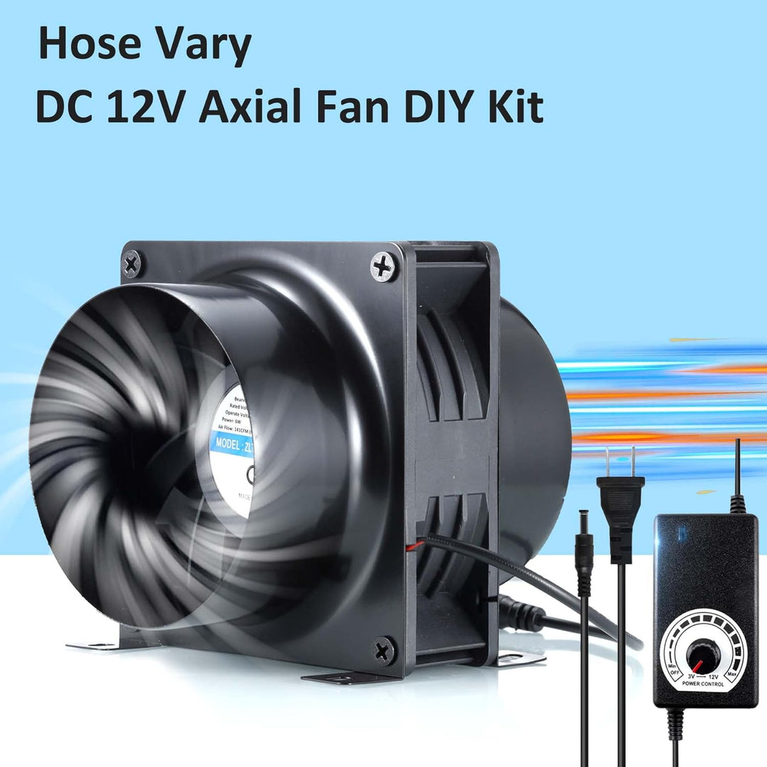 DC12V Rohrventilator 100mm, 3000U/min Lüfter Axiallüfter Abluftventilator 100mm, mit 0~100% Dimmer,