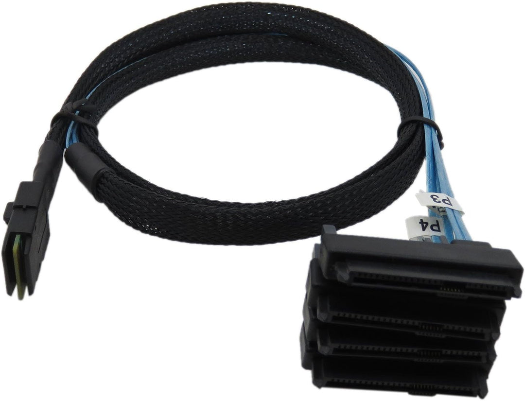 YIWENTEC Mini SAS 36 SFF-8087 to (4) SFF-8482 Connectors with SATA Power 0.5m, 0.5M