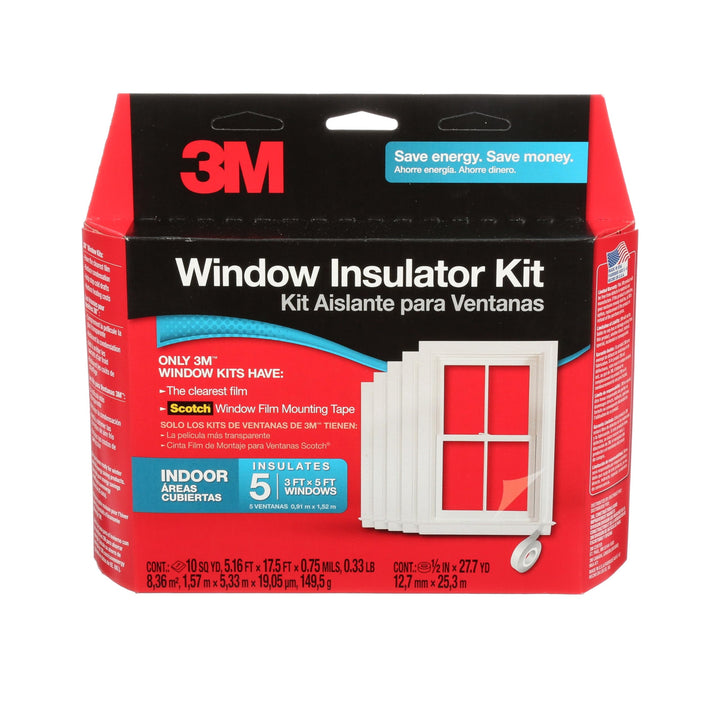 3M Innenfensterisolierung, Isolator-Kit für 5 Fenster, 0,9 m x 1,5 m, hält kalte Luft draussen und w