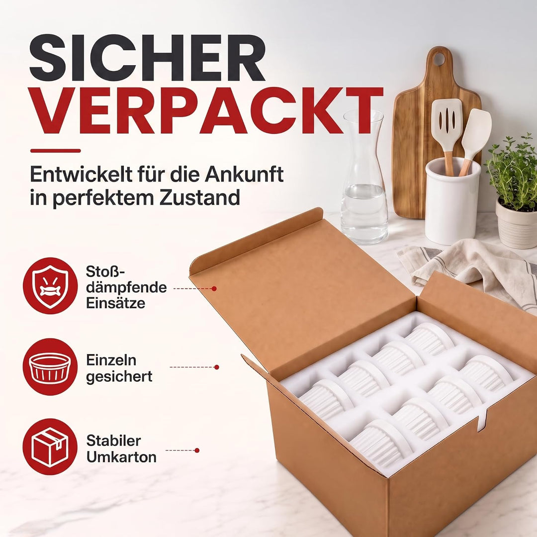Dimono® Dessert-Schalen Creme Brulee Souflee-Förmchen, Auflaufform-Schälchen mit 170 ml für Desserts
