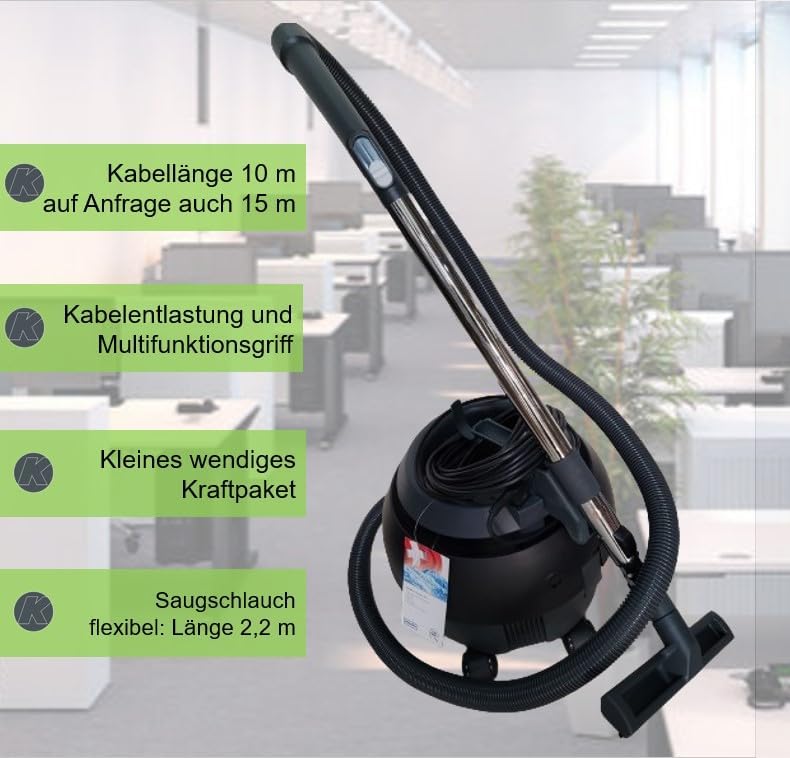 Cleanfix S10 Plus Staubsauger 850 Watt - Staubsauger mit Kabel (10m) schwarz, Trockensauger mit Tele