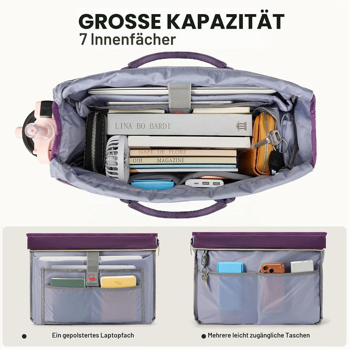 RAINSMORE Lehrertasche Damen mit Lunchfach 15,6 Zoll Laptoptasche Gross Isoliertes Fach Wasserdicht