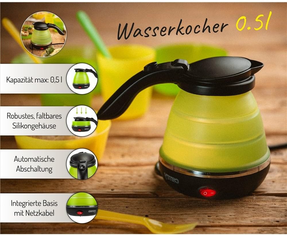 CAMRY CR 1265 MRY cr-1265 Wasserkocher faltbar grün, Kunststoff, 0, 5