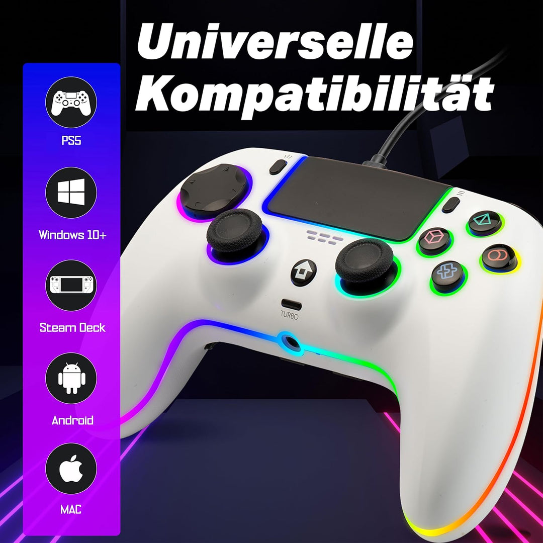 NITHO Wired Controller Kompatibel mit PS5/PS4/PC/Android, Gamepad mit Hall-Effekt Joysticks, Program