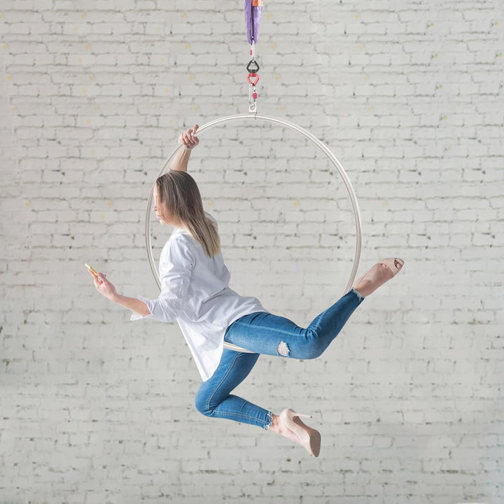 Aerial Hoop, 95x95cm Luftreifen-Bausatz, Luftreifen, Aerial Dance Zirkusring für Yoga Akrobatik Gymn
