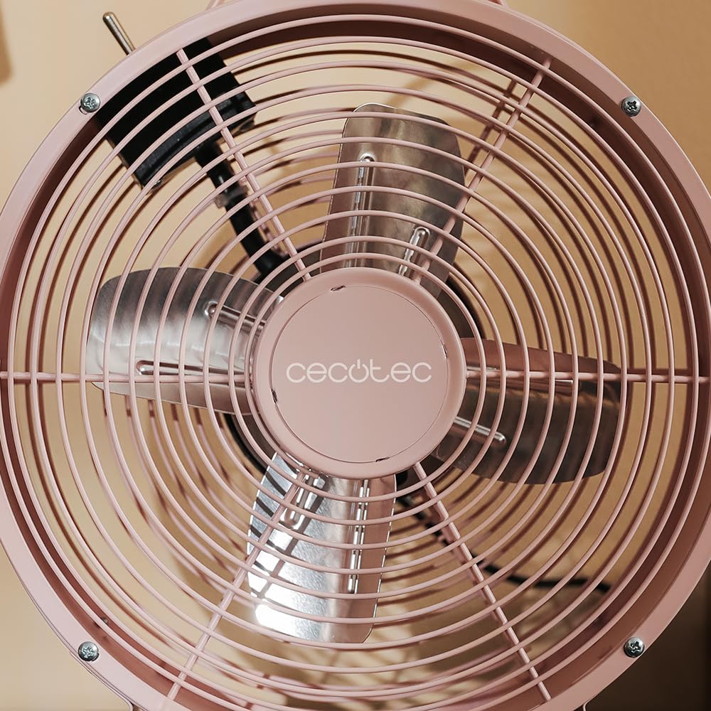 Cecotec - Tischventilatoren EnergySilence 400 RetroDesk Pink, 25 W Strom, 8 Zoll, 4 aerodynamische K