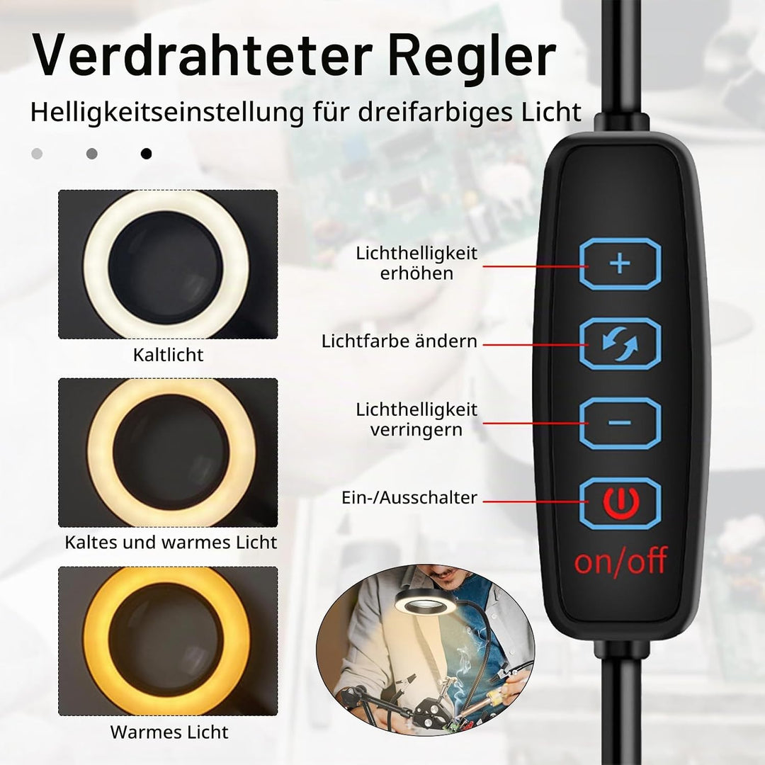 Dritte Hand Löten, Entlötstation Magnetische Löthilfe Helfende Hand mit 4 Flexible Armen 6X Lupe Lic
