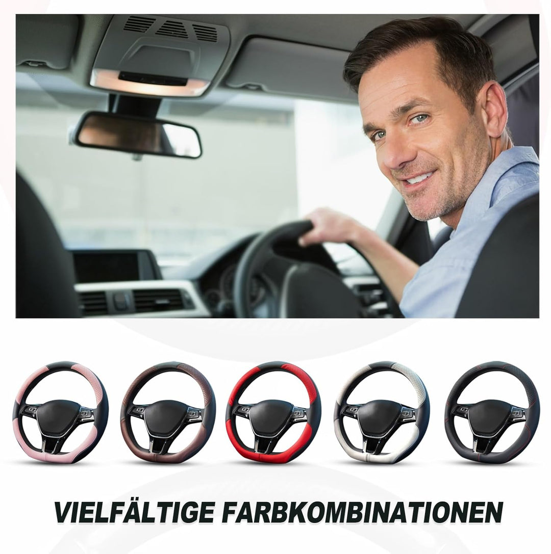 Ergocar Sport D-Form Auto Lenkradbezug Rutschfester Auto Lenkradschutz D-Typ Atmungsaktiv Mikrofaser