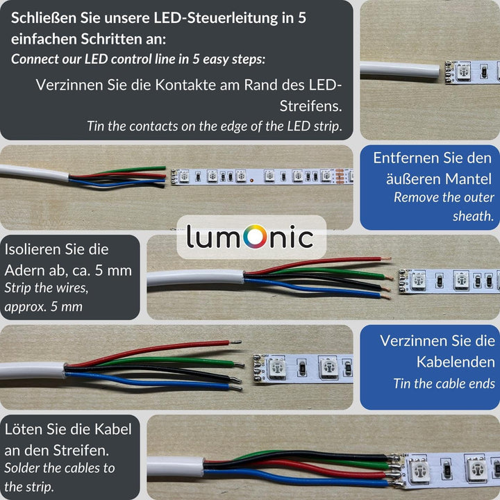 50m RGB LED Steuerleitung 4x 0,34mm² LiYY Verlängerung 4 adrig Stromkabel weiss 50m / 50 mètres Rgb