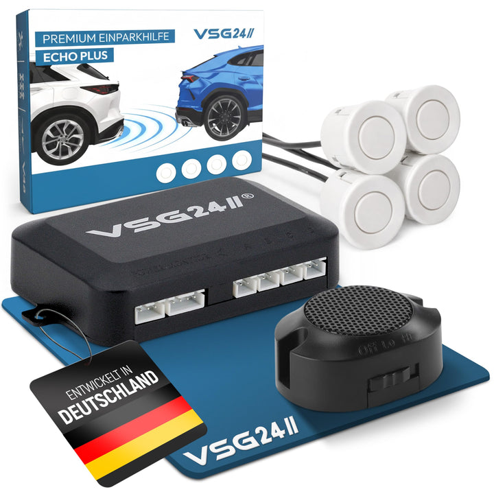 VSG24 Premium Einparkhilfe hinten zum nachrüsten am Auto, PDC Parksensoren hinten mit Stecksystem fü