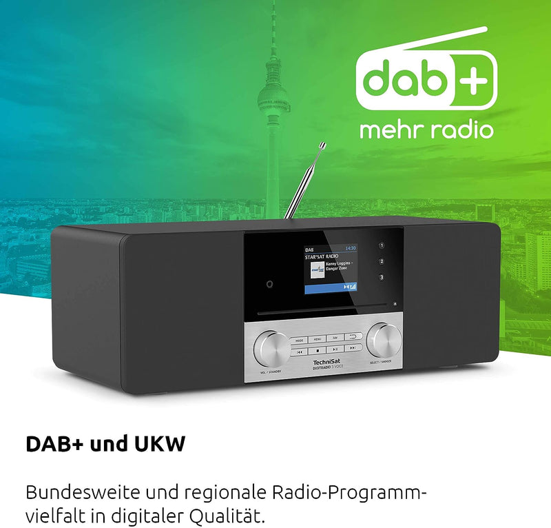 TechniSat DIGITRADIO 3 VOICE - Stereo DAB Radio Kompaktanlage mit offline Sprachsteuerung (DAB+, UKW