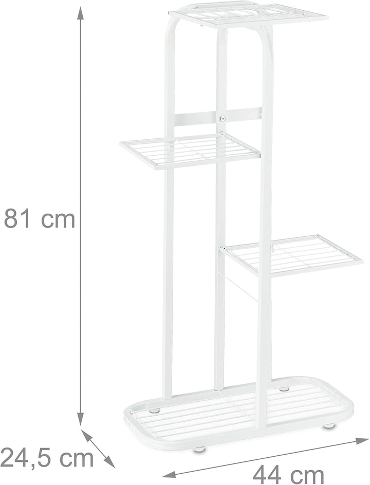 Relaxdays Blumentreppe Metall, 4-stufige Blumenetagere, draussen & drinnen, HBT: 81 x 44 x 24,5 cm,