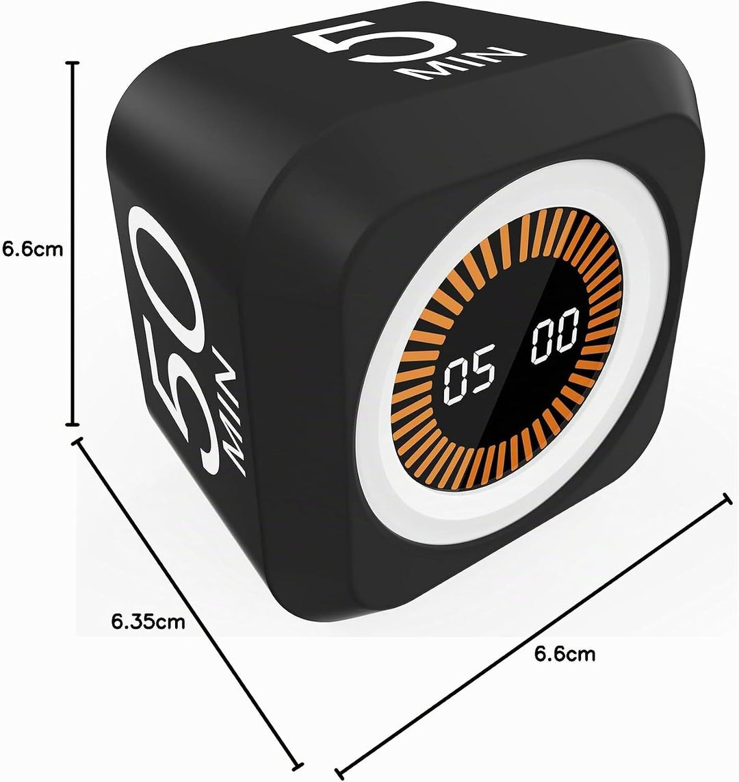 Drehbarer Würfel, visueller Timer, 5, 25, 10, 50 Minuten voreingestellt + benutzerdefinierter Countd