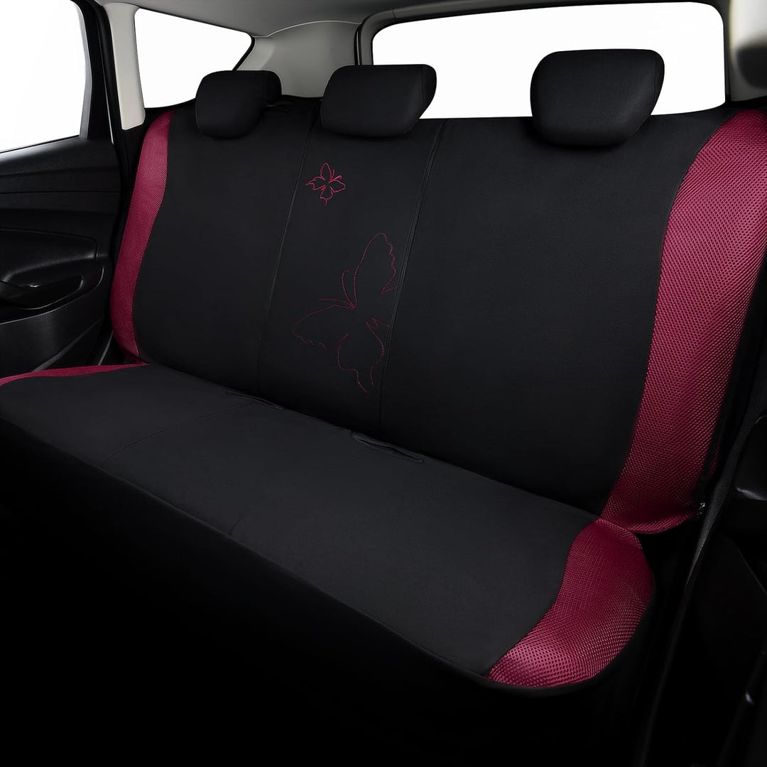 Flying Banner Maschen Schmetterling Universal für Auto Sitzbezüge Seitenairbags Kompatibel (Burgunde