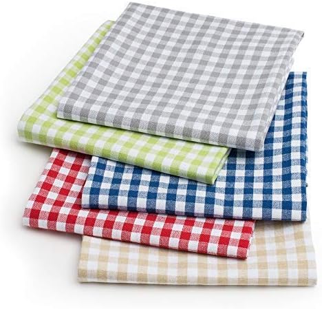 FILU Servietten 8er Pack Halbleinen (Leinen/Baumwolle) Grau/Weiss kariert (Farbe und Design wählbar)