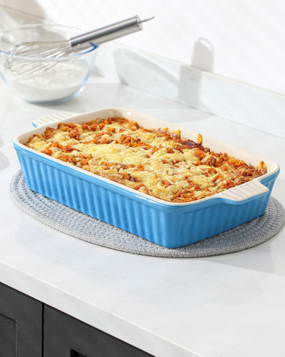 MALACASA, Serie Bake.Bake, Auflaufform gross 37.5 cm mit 3 Liter für 4-6 Personen, Keramik Auflauffo