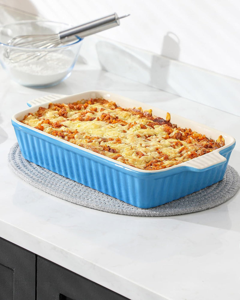 MALACASA, Serie Bake.Bake, Auflaufform gross 37.5 cm mit 3 Liter für 4-6 Personen, Keramik Auflauffo