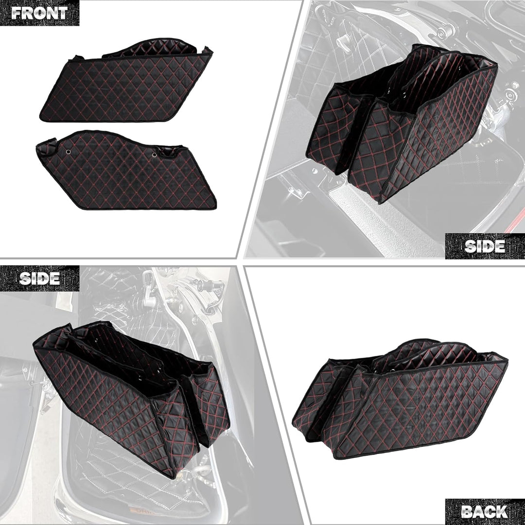 HDBUBALUS Ungedehnte Saddlebag Liner Einsätze Red Thread kompatibel mit Harley 2014-2021 1 Paar Rote