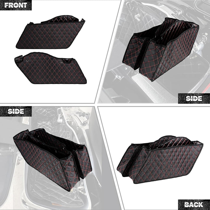 HDBUBALUS Ungedehnte Saddlebag Liner Einsätze Red Thread kompatibel mit Harley 2014-2021 1 Paar Rote