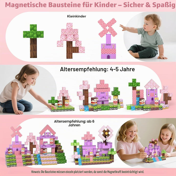 100 Stück Magnetblöcke, Magnetblöcke für Kinder im Alter von 4–8 Jahren, magnetische Würfel-Sets für