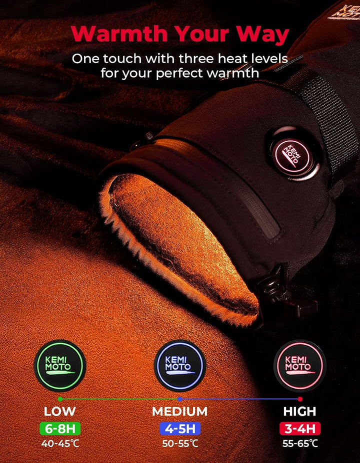 KEMIMOTO Beheizbare Handschuhe mit 2500mAh Akku, Elektrisch Winter Thermohandschuhe Herren und Damen