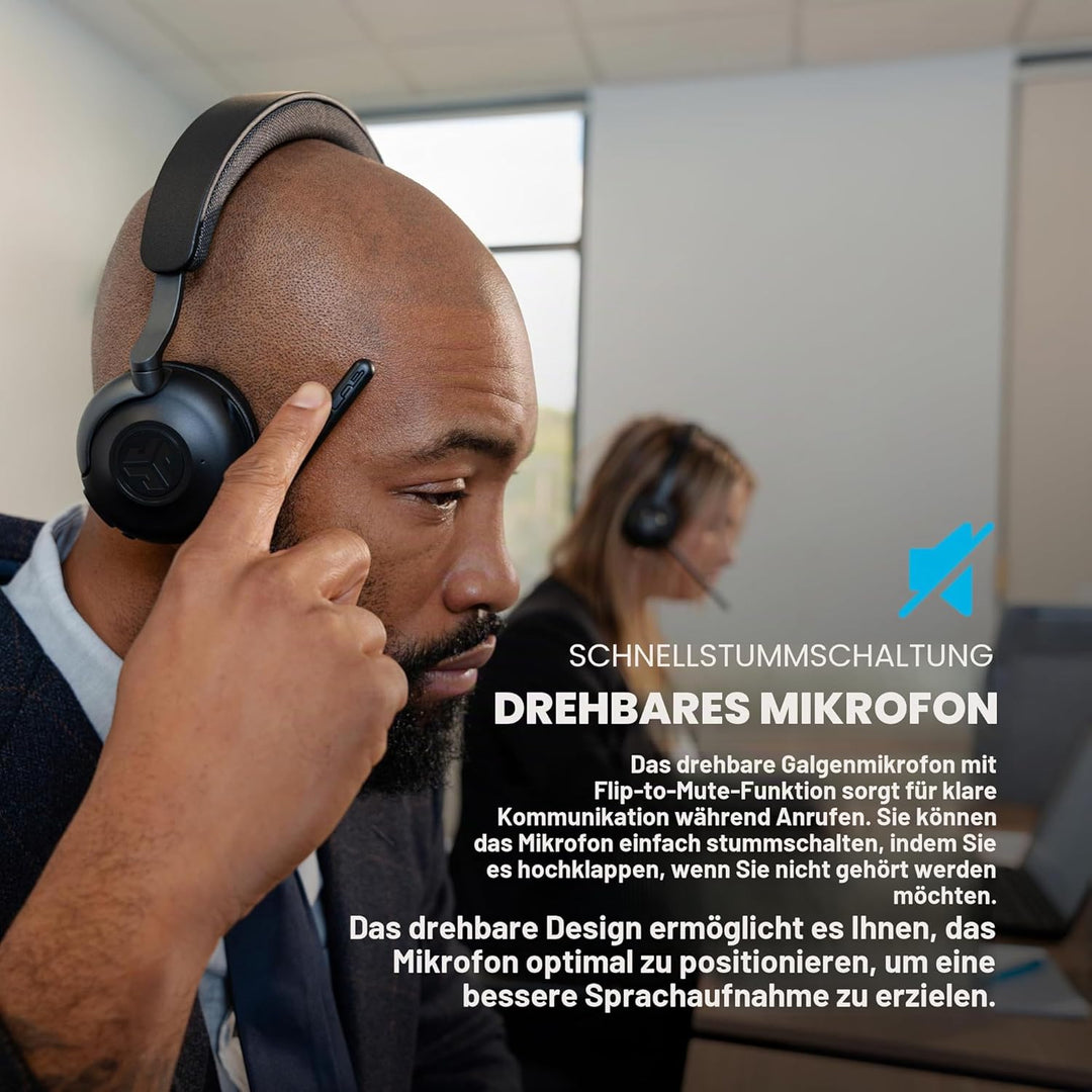 JLab Epic Work ANC Headset mit Mikrofon Bluetooth, Smart Active Noise Cancellation, 90+ Std. Akku, W