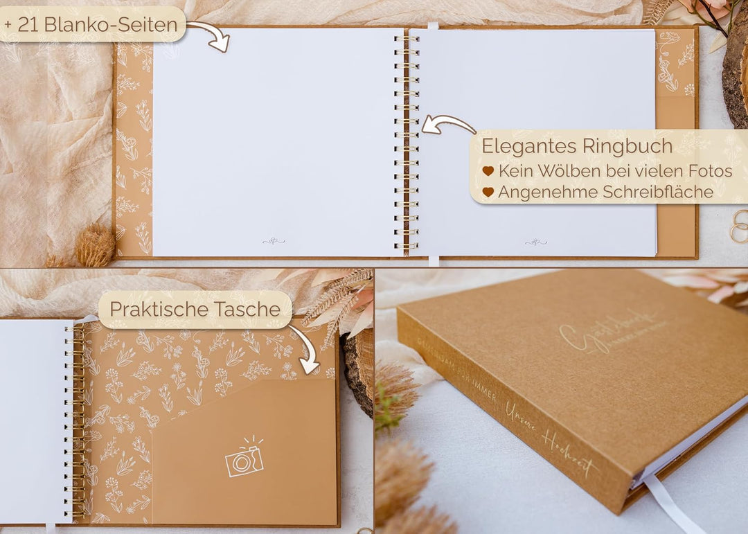 Love Notes Gästebuch Hochzeit mit Fragen zum Ausfüllen – Hochwertiges Hochzeitsbuch für unvergesslic