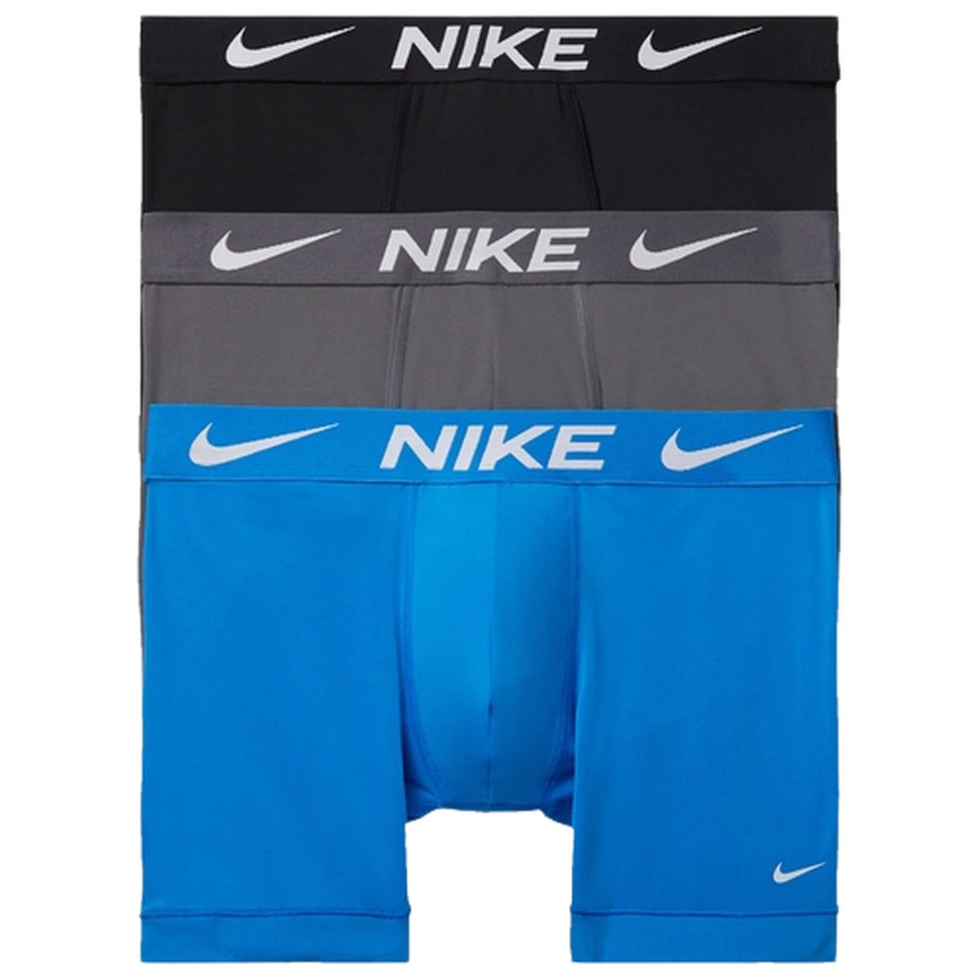 Nike Herren Essential Micro Boxershorts, 3er-Pack, Schwanrz/Grau/Blau, Medium, M Schwanrz/Grau/Blau