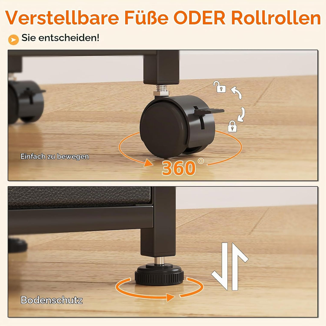 Rollcontainer, Aktenschrank, mit 3 Schubladen und Rollen, für Dokumente in DIN A4, Letter-Format, Dr