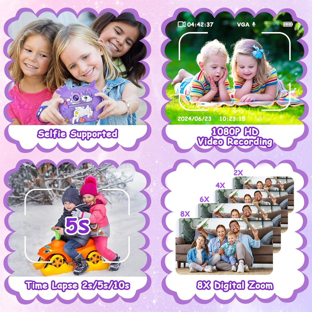 Sofortbildkamera Kinder Kinderkamera Kamera Digitalkamera 3-12 Jahre + 5 Rollen Druckpapier Sofort C