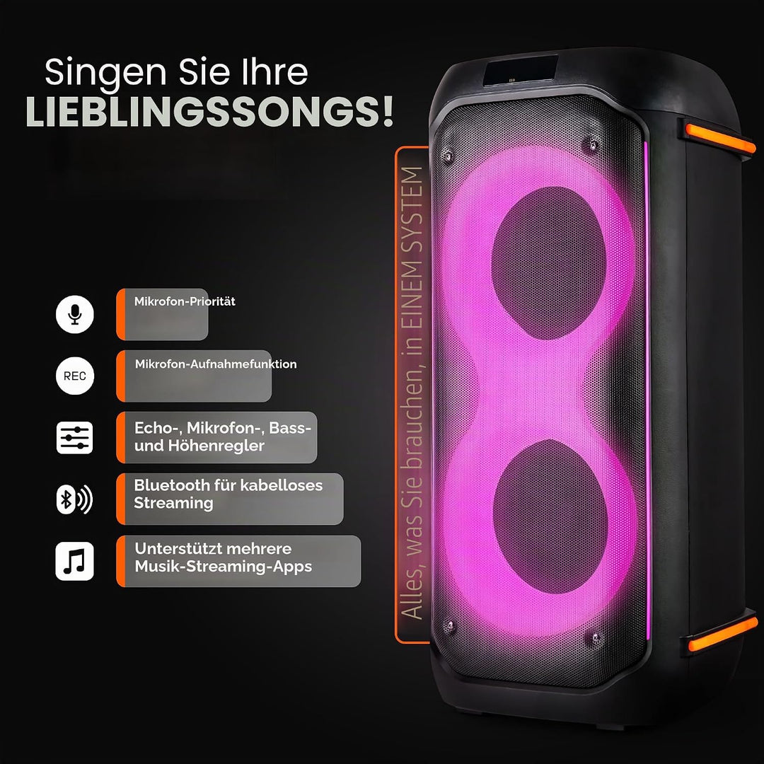 Pyle Bluetooth-Party-Lautsprecher 160W, Karaoke-System mit 2X 6,5", Mikrofon, Akku, USB/SD/FM/TWS, P
