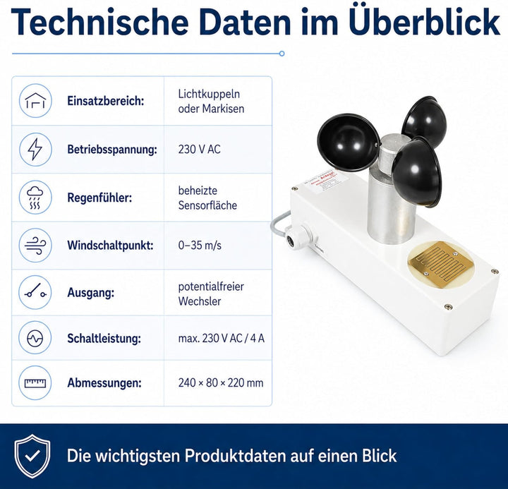 Wind und Regensensor Typ-Europa / 230V