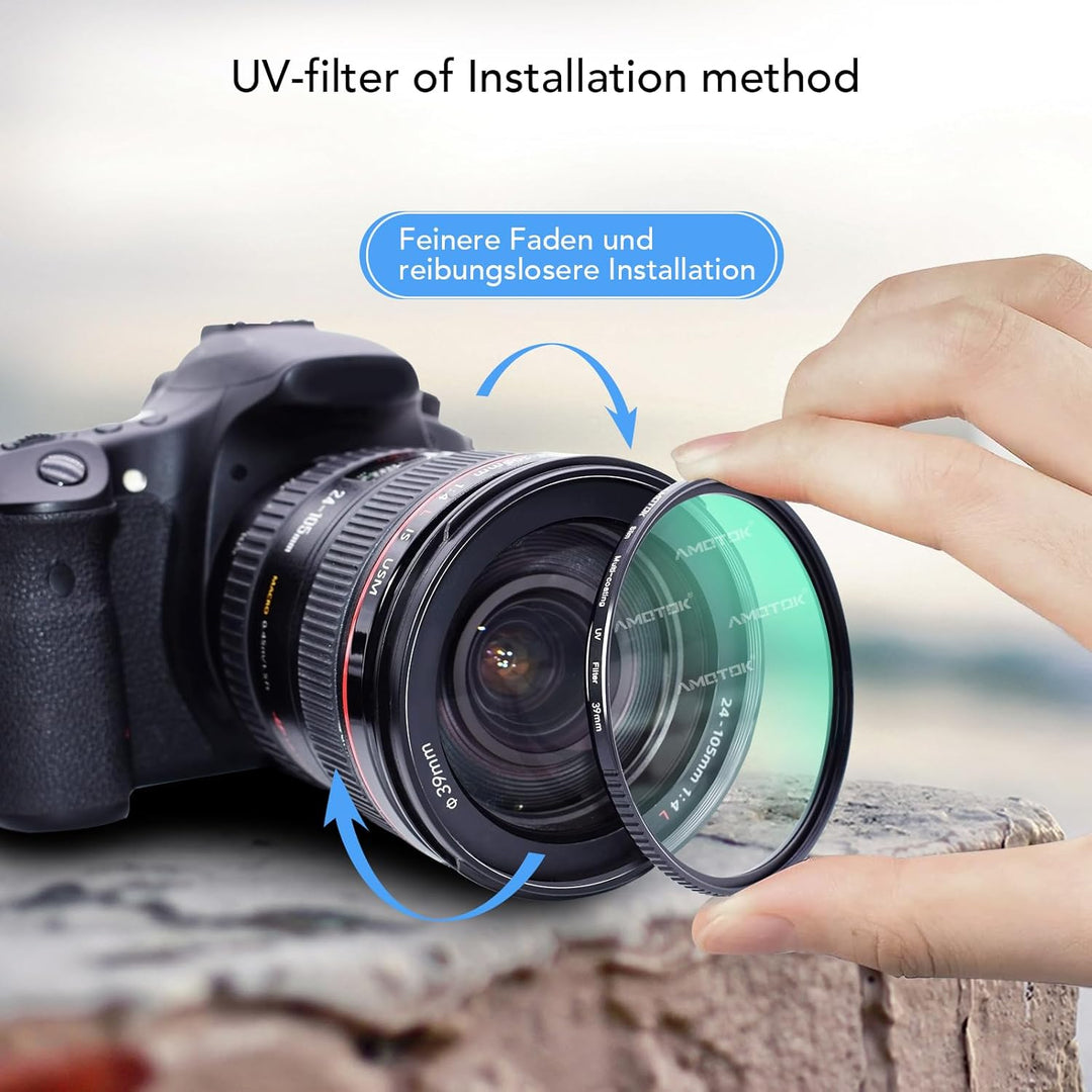AMOTOK 39mm Ultradünner UV-Kamerafilter,16 mehrschichtige beschichtete HD/wasserdicht/kratzfeste UV-