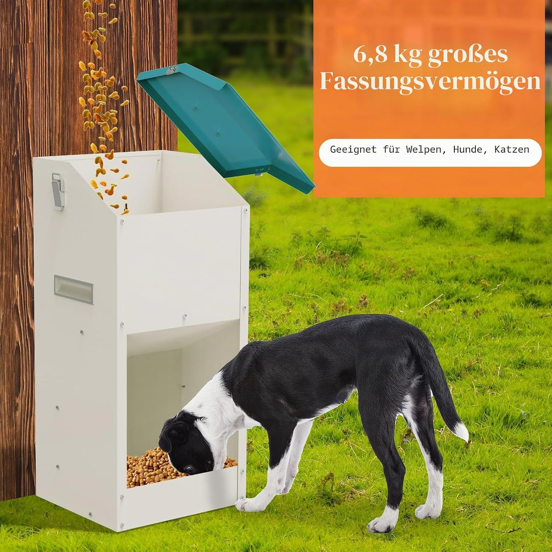 Svaoumu Verzinkter Automatischer Hundefutter-Spender 6 kg Aussen-Schwerkraft-Metallfutter-Spender fü