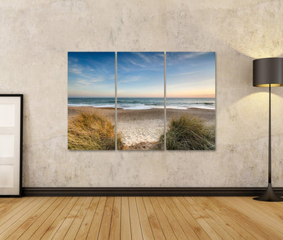 Bild auf Leinwand Strand Meer Sand Nordsee Poster, Leinwandbild, Wandbilder 130x80 3-teilig, 130x80