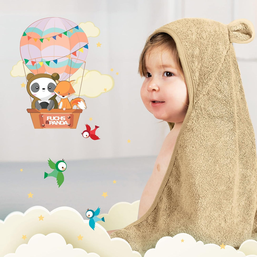 Kapuzenhandtuch Baby EXTRA dick, warm & weich | 75x75cm Babyhandtuch mit Kapuze (100% Bambus) | Baby