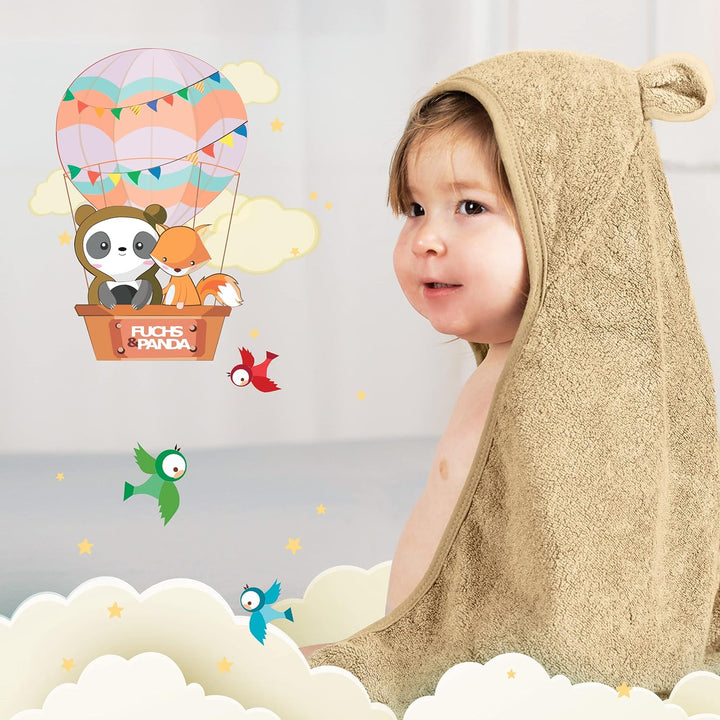 Kapuzenhandtuch Baby EXTRA dick, warm & weich | 75x75cm Babyhandtuch mit Kapuze (100% Bambus) | Baby