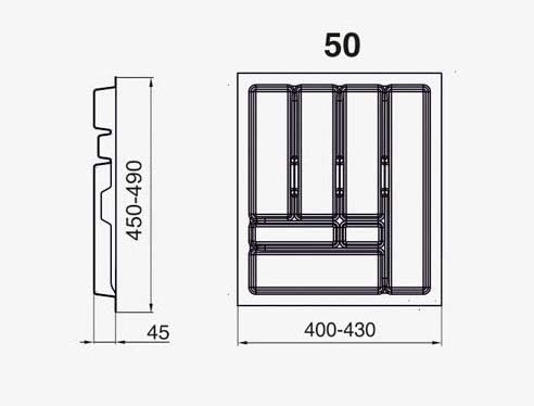 Alusfera Besteckkasten für Schubladen 50cm - Besteckeinsatz - Praktisch Schubladen Ordnungssystem -