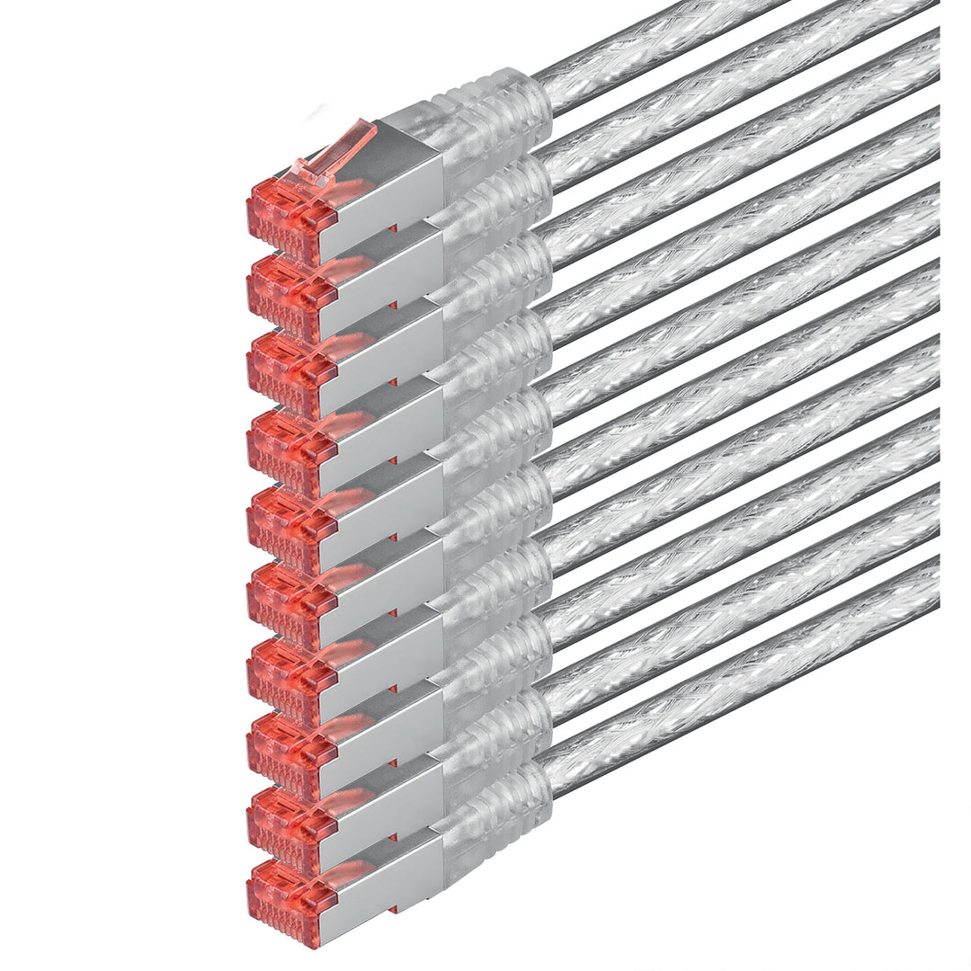 1aTTack.de 10x 5m - Cat 6 Netzwerk-Kabel Patch-Kabel Cat6 RJ45 SFTP - transparent