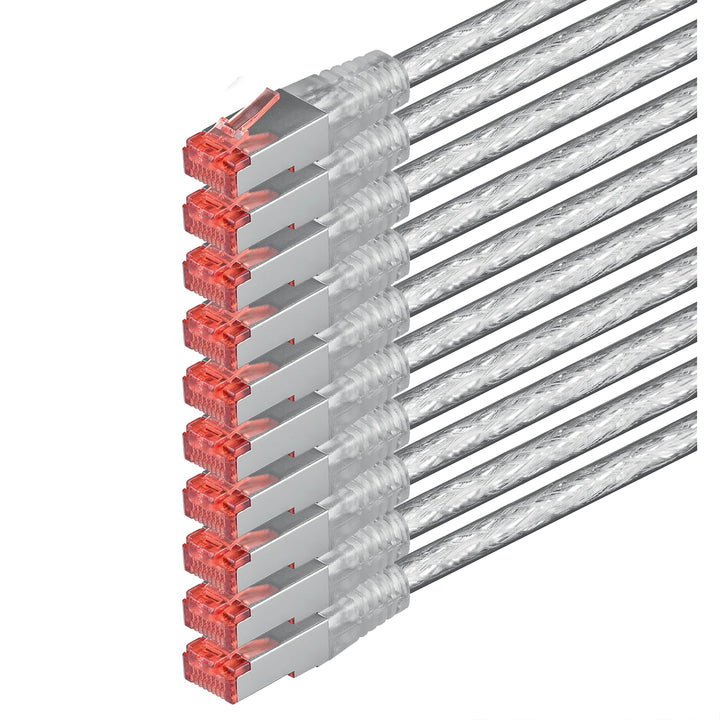1aTTack.de 10x 5m - Cat 6 Netzwerk-Kabel Patch-Kabel Cat6 RJ45 SFTP - transparent