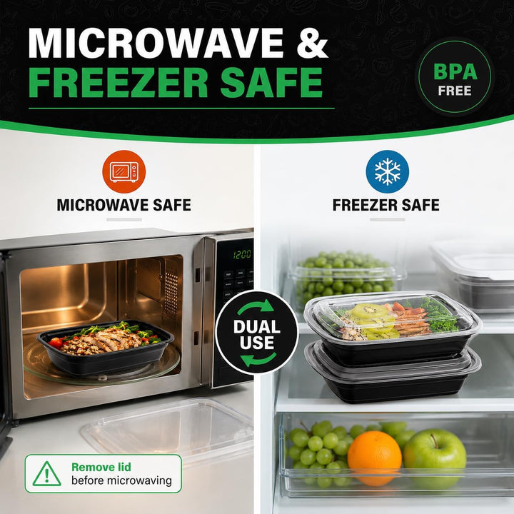 WUHUIXOZ 50 Stück 32oz Meal Prep Container mit, Prämie Wiederverwendbar Behälter für die Zubereitung