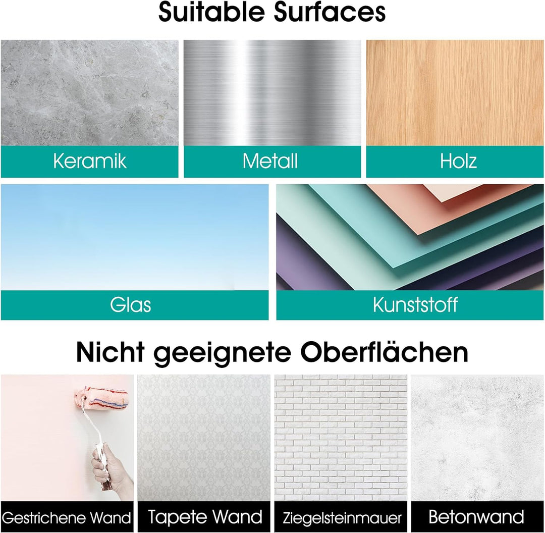 Poprkdre Hakenleiste Küche 40cm, Küchenhalterung ohne Bohren mit 7 abnehmbaren Haken, Aluminium küch