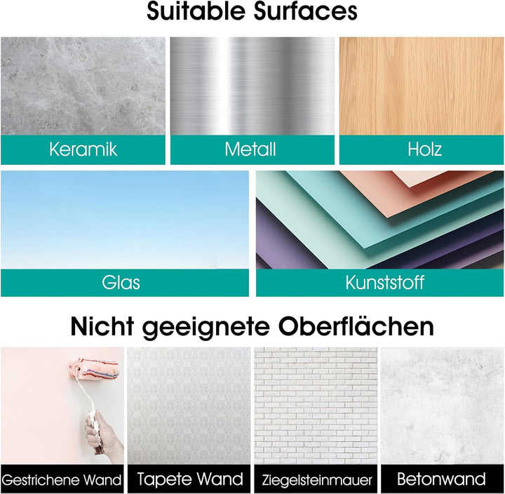 Poprkdre Hakenleiste Küche 40cm, Küchenhalterung ohne Bohren mit 7 abnehmbaren Haken, Aluminium küch