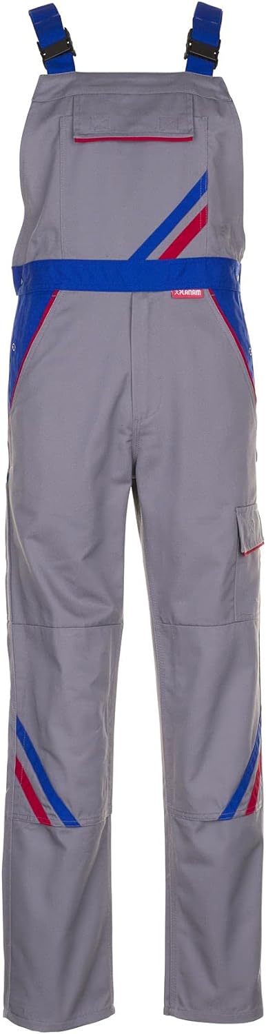 Planam Highline Herren Latzhose Zink Kornblau rot Modell 2333 Grösse 66 zink/kornblau/rot 66, zink/k