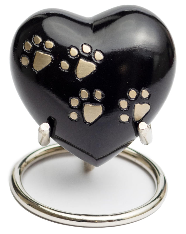 Royal Rapture URN for Ashes Heart Funeral Cremation Memorial Keepsake Pet Dog Cat 3" (Black, 3") 3"