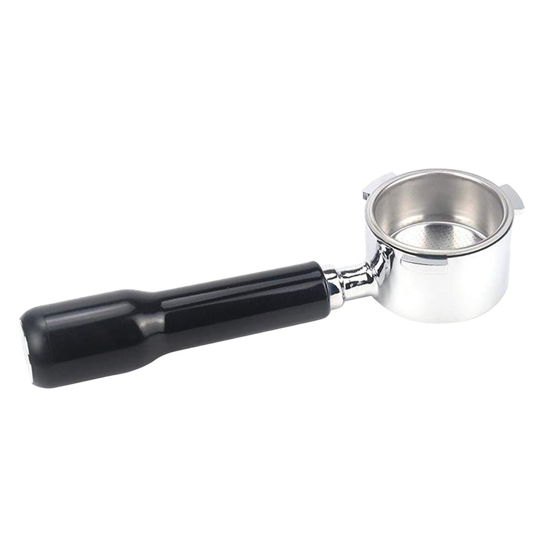 Fenteer Kaffee Bodenloser Siebträger für Kaffee 51mm Ersatz, Schwarzer Kunststoffgriff, 51 x 225 x 3