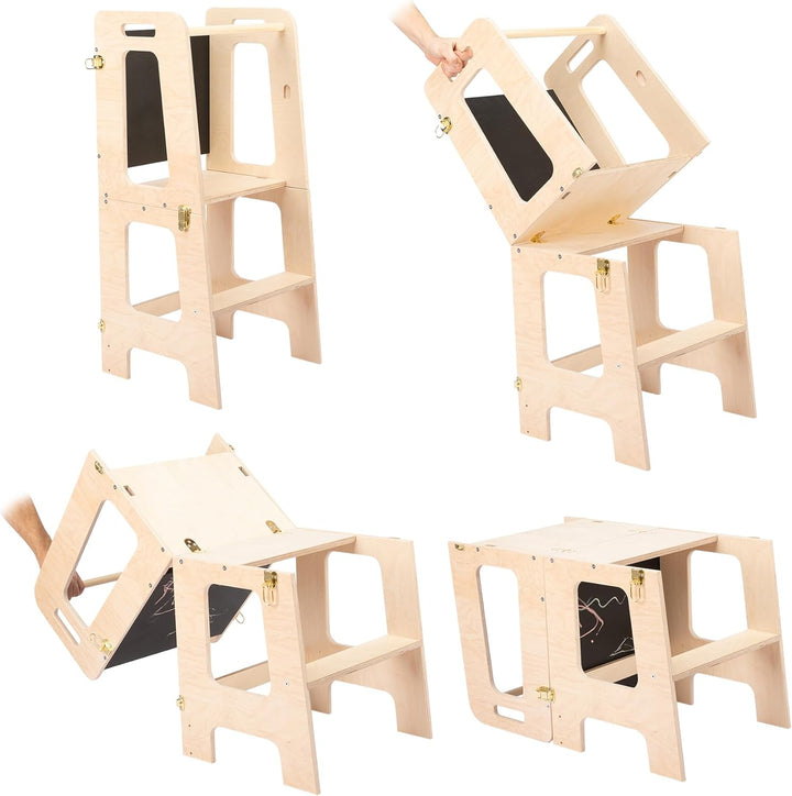 Lernturm ab 1 Jahr DeveKids (Naturholz (gewachst), Mit Rutsche) Mit Rutsche Naturholz (Gewachst), Mi